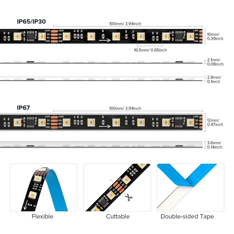 BTF-LIGHTING WS2805 SPI RGBCCT Addressable Dream Colour LED Strip WS2805