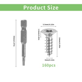 160 Stück Edelstahl Holzschrauben TORX Schrauben Set, Selbstschneidende Schrauben Edelstahlschrauben Blechschrauben, Flachkopfschrauben für Möbel, mit 50mm T10 Schraubendreher