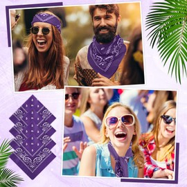 150 Pcs Bandanas Bulk, Colorful Paisley Bandanas Unisex Head Wrap Scarf Cowboy Bandanas Headband Handkerchief for Women Men (Purple)