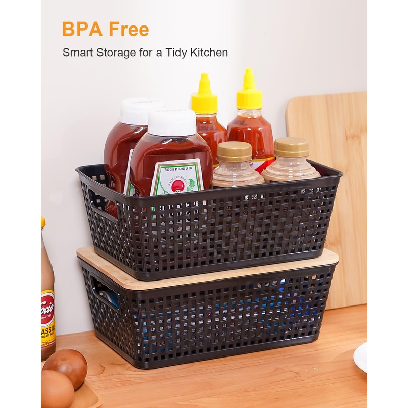 Storage Bins with Lids 6 Packs, Plastic Storage Bins with