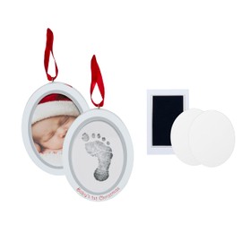 Pearhead 50016 Decorazione Ovale Double Face per Foto e Impronta a Inchiostro Bimbo, Bianca