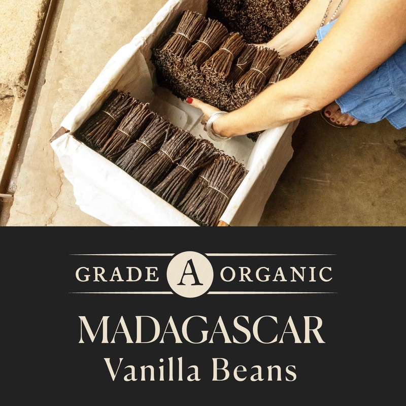 10 Organic Madagascar Whole Vanilla Beans, Grade A Pods, Premium