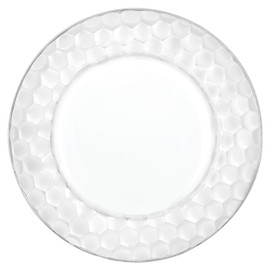 Barski - European Glass - Designed Border - Clear - Charger - Plate - 12.5" Diameter - Made in Europe - Set of 2