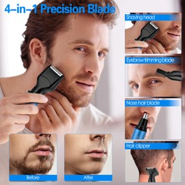 Nose Hair Trimmer for Men, Ear and Nose Hair Trimmer for Women,Sideburn,Eyebrows Hair Trimmer, Electric Facial Hair Remover with LED light display, Rechargeable, Waterproof for Home, Travel Business