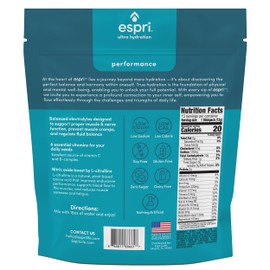 ESPRI Nitric Oxide Boost Performance Drink Mix, Yuzu Citrus, Ultra Hydration, Balanced Electrolytes, 8 Essential Vitamins, 0 Sugar & Low Calories, 15 Day Supply