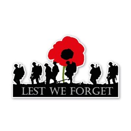 Unbekannt Remembrance Day Sticker, Poppy Flower Sticker, Car, Window, Fridge, Laptop Sticker - Large, 200 x 120 mm, Approx. 8 x 5 Inch - Lest We Forget