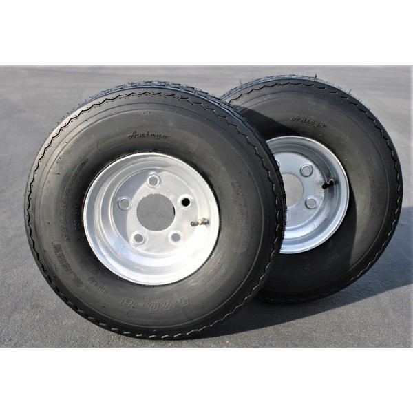 Antego Tire & Wheel (Set of 2) Antego Trailer Tire On Rim 570-8 5.70-8 Load C 5 Lug Galvanized Wheel