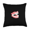 False Teeth Dentures Funny Dentist Prosthodontist Throw Pillow