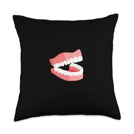 False Teeth Dentures Funny Dentist Prosthodontist Throw Pillow