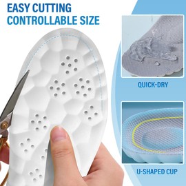 Orthopaedic Insoles, Memory Foam Insoles, Comfort Massage Insoles, Shock Absorbing Insoles for Men and Women for Sports and Everyday Use, Breathable, Soft, EU 43-44