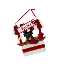 Kurt Adler Rottweiler Kissing Booth - 4 Inch Red/White Resin Christmas Tree Ornament for Personalization