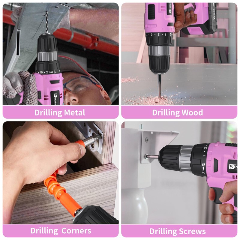 FADAKWALT Cordless Drill Set, 20V Electric Power Drill With Battery