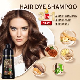 GFEUGS GFEUGS Haarfarbe Haarfärbeshampoo, 500ML Hair Dye Shampoo 3 in 1 Gegen Graue Haare, Hair Color Sofort Haarfarbe Shampoo Tönungsshampoo, Farbshampoo Haartönung für Männer Frauen (Braun)