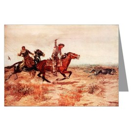 Twelve Vintage Cowboy Art Notecards of Charles M. Russell 1890"Cowboy, Sport Roping a Wolf" Painting