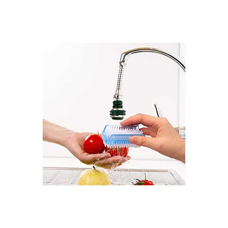 WATELL Double Sided Nail Brush - 4 Pcs with 2