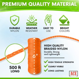 Orange Mason Line String Line - #18 Braided Nylon String - 250 Ft Length - Nylon Twine for Gardening Or Masonry Tools - Perfect Construction String for A String Level, Twine String for Gardening