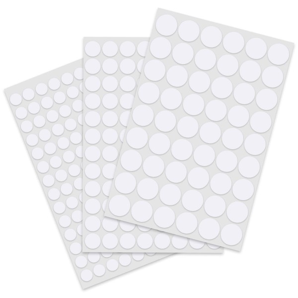 Screw Covers White Stickers 1160 Pcs, 12mm/15mm/21mm Screw Hole Caps