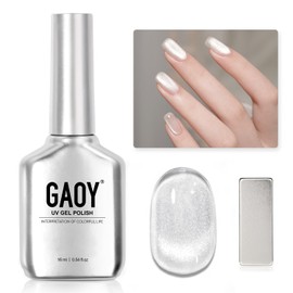 GAOY GAOY Cat Eye Gel Nail Polish, 16ml Silver Glitter Holographic Nail Polish with Magnet, Reflective Translucent UV Gel, 2028 Crystal