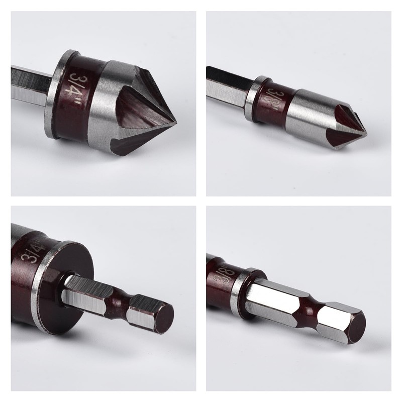5 Pcs Countersink Drill Bits Set,High Carbon Chromium Steel Counter