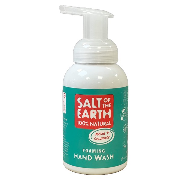 100% Natural Foaming Hand Wash by Salt Of the Earth, Melon & Cucumber - Vegan, Instant Foaming, Refillable, Leaping Bunny Approved, Made in The UK - 250 ml