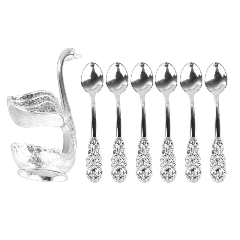 Coffee Spoon Holder Elegant Swan Shaped Alloy Mirror Polish Rich