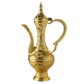 Alisveristime Small Decorative Zamac Ewer – Miniature Ottoman-Inspired Ornate Pitcher with Lid for Home Décor (8.27” x 4.72” x 2.76”) (Gold)