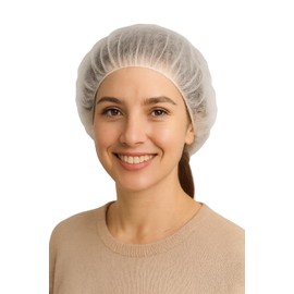 CocoAtlas Disposable Bouffant Caps, 21 inch Hair Nets, 100 Pack, White