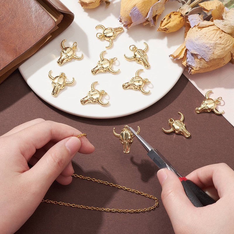 10pcs 18K Real Gold Plated Cow Head Charm - Brass