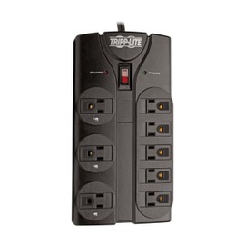 Tripp Lite Tripp Lite TLP808B 8 Outlet Surge Protector Power Strip, 8ft Cord Right Angle Plug, Black, Lifetime Insurance