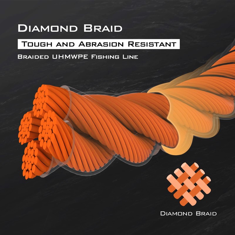 KastKing Hammer Braid Línea de pesca, naranja, 8 hebras, 80