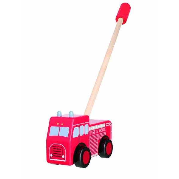 Vintage Fire Engine Push Along Toy - Push Pull Along Toys 1 Year Olds,Toddler - Wooden Toys,Perfect 1st Birthday Gifts for Boy,Girl - Early Development & Activity Toys by Orange Tree Toys OTT02381