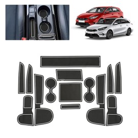 BSTW Car Anti-Slip Mats for Kia Ceed (2018-2025), Faithful Rubber Mat for Centre Console, Cup Holder & Door Holders, Suitable for Kia Ceed Proceed XCeed GT Line (White)