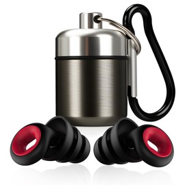 Motorcycle Ear Plugs, Earplugs for Wind Noise Reduction, 27db Advanced Filter Technology Ear Protection with Aluminium Case and Clip, for Motorbike, Highway Riding, Touring (Black&red, Medium)