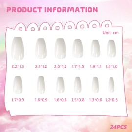 CHEEYRMAGIC Press on Nails with Jelly Glue Solid Color False Nails Short Fake Nails False Ballerina Coffin Press on Nails Glossy False Nail Tips for Nail Art DIY A2-CSJP (White-Bright)