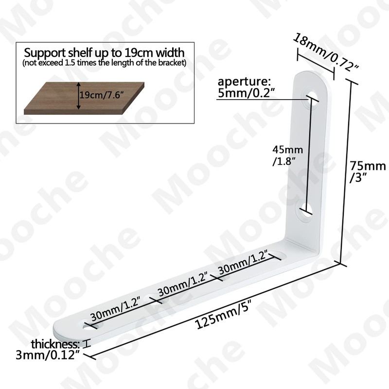 Mooche 8PCS Shelf Bracket Wall Mount Corner Brace Wall Support