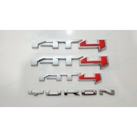 GMC 4PCS GMC 2021-2023 Yukon Yukon XL Door & Rear Chrome Red AT4 YUKON Emblem Letter