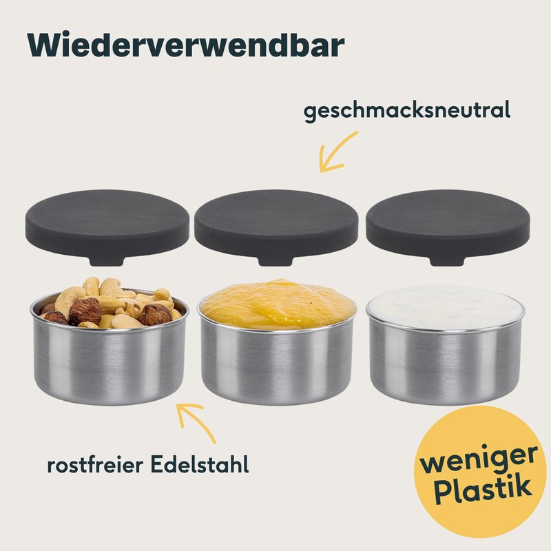 SILBERTHAL Small Stainless Steel Container with Lid Round - Leak-proof