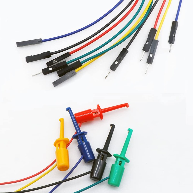 Treedix 10pcs IC Clip Test Leads 30cm Male Female Copper