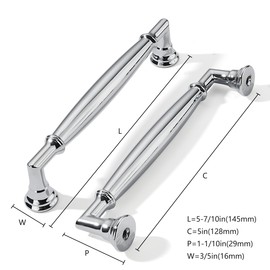 khtumeware 5 Pack 5 Inch(128mm) Polished Chrome Cabinet Pulls Heavy Duty Solid Cabinet Handles Kitchen Cabinet Hardware for Cupboard Drawer Handles