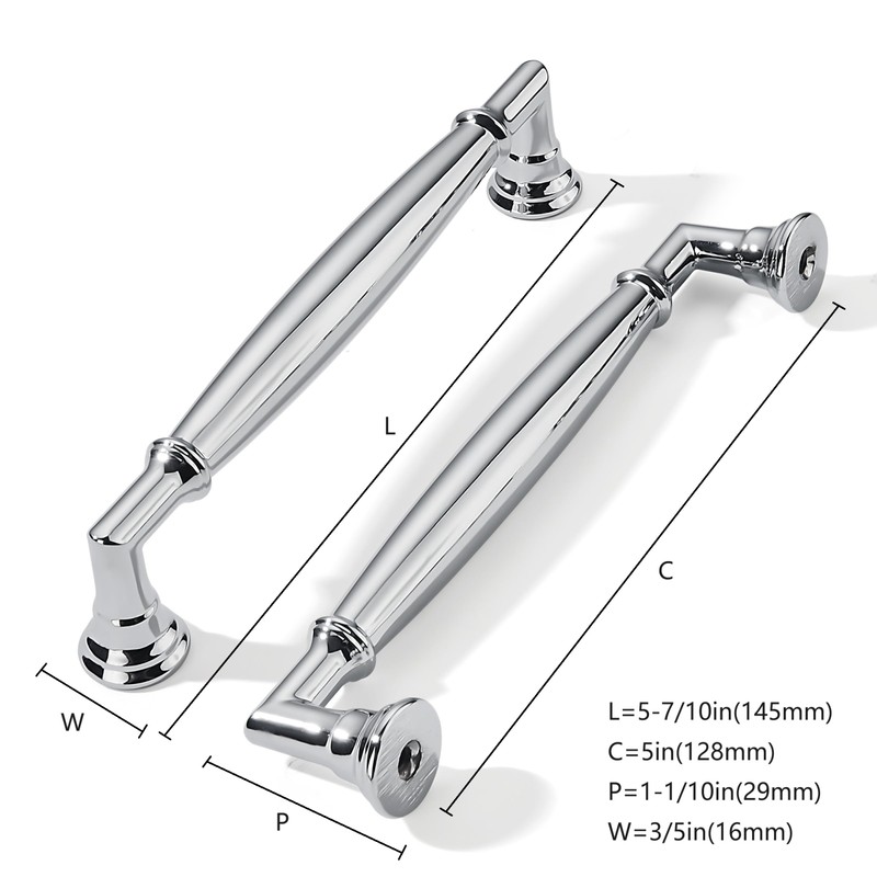 khtumeware 5 Pack 5 Inch(128mm) Polished Chrome Cabinet Pulls Heavy
