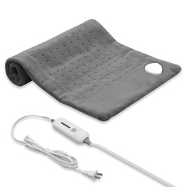 mollie Electric Heating Pad 12" x 24" Heating Pad 3 Heat Settings & 90 Min Machine-Washable Auto-Off Heated Pad Soft Warm Electric Heated Pad, Dark Grey