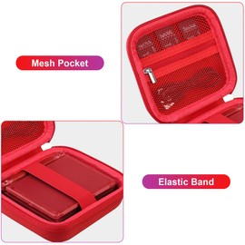 BOVKE BOVKE Carrying Case Compatible with Anbernic RG35XXSP Handheld Game Console, RG35XXSP Clamshell Retro Games Consoles Flip Hand-held System Holder with Mesh Pocket for Cables and Accessories, Red