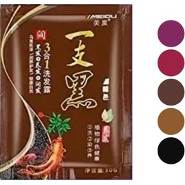 10 PACK Shampoo Tinte Instantáneo - Cubre Canas Naturalmente en tan solo 15 min. Jengibre shampoo con tinte paquete con 10 sobres de 30 grs c/u (café 