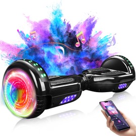 Self Balancing Scooters with Bluetooth & Corlorful LED Lights, Gifts for Kids & Girls & Boys, for All Ages (Black)