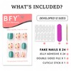 BFY Flower Press on Nails Short Square Fake Nails, Small