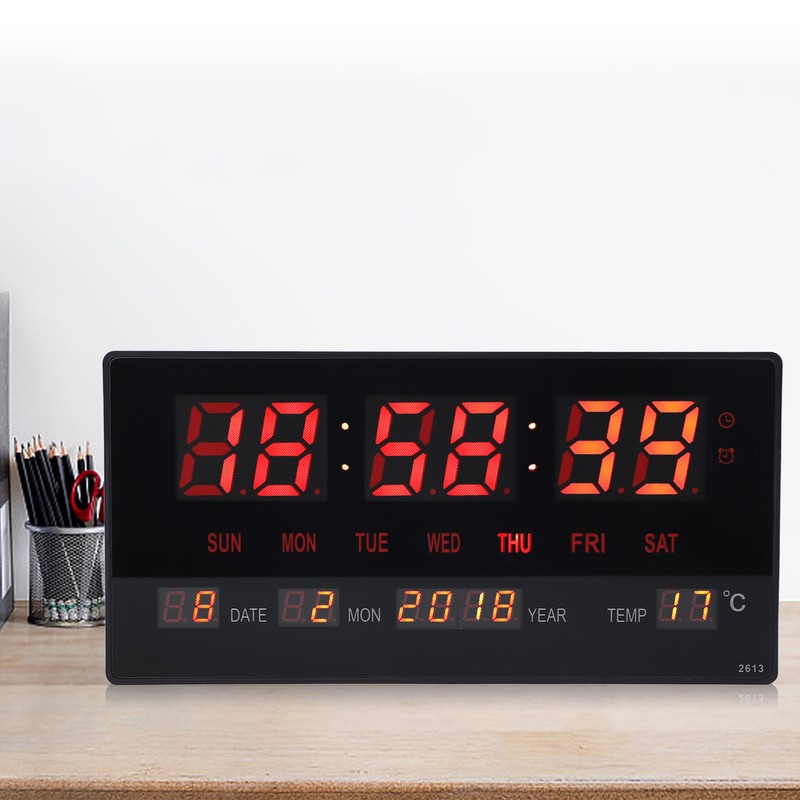 LED Number Clock Large Big Digital Display with Temperature Wall