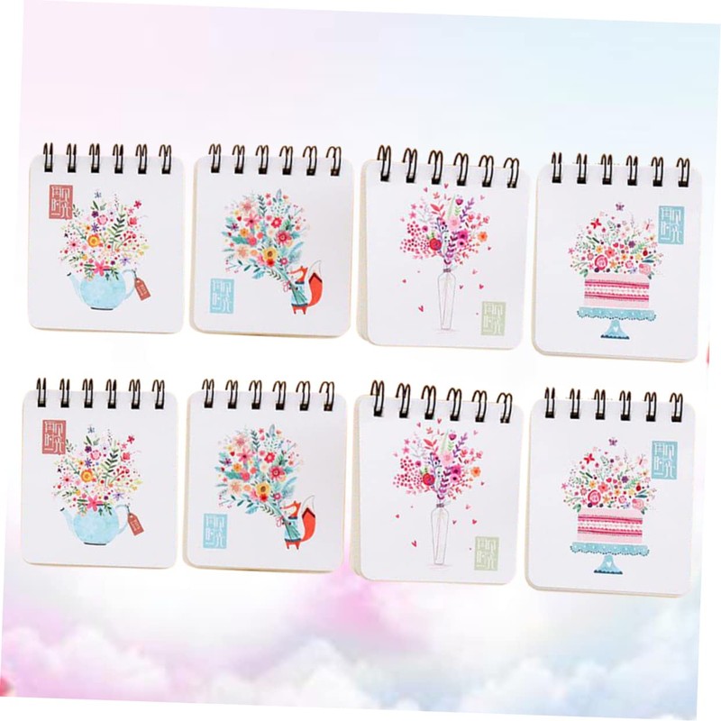 Operitacx 8pcs Escritorios Portable Notepad Floral Notebook Mini Ruled Lined