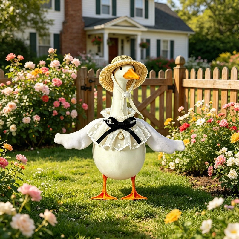 Elegant Lace Summer Porch Goose Outfit for 17/23 Inch Lawn