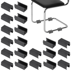 PATIKIL 20pcs U Chair Leg Caps, 18mm U Shaped Chair Leg Floor Protectors Chair Foot Rectangle Chair Leg Tips Covers Pads Slide Smoothly for Hardwood Floors, Black