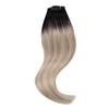 Ugeat Clip in Hair Extensions Ombre Black to Ash Blonde